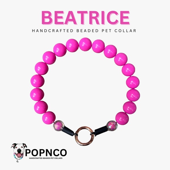 Handcrafted Beaded Dog Collar - Beatrice - Pink Collar - Picture 2 of 11